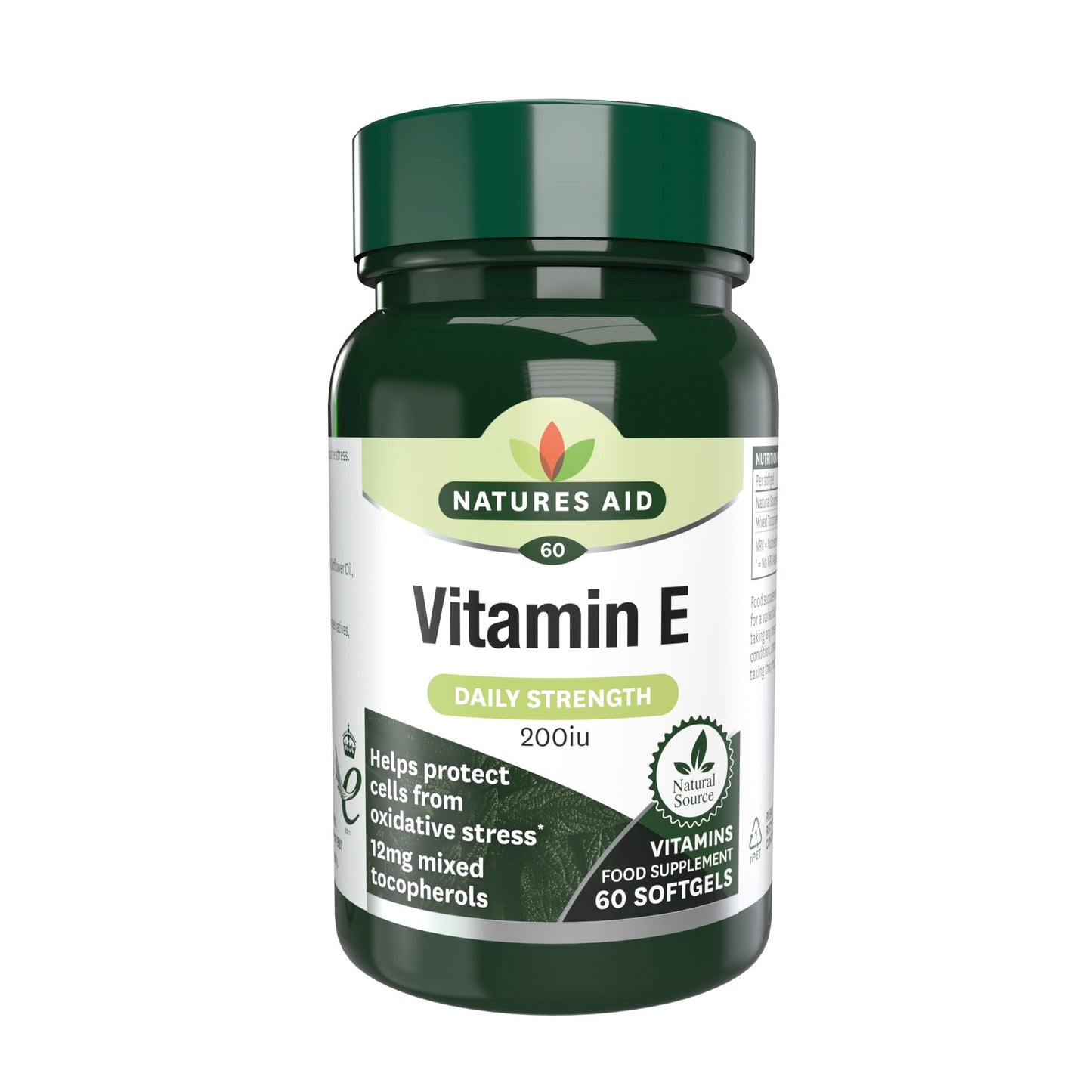 Natures Aid Vitamin E 200iu Natural Form 60softgels