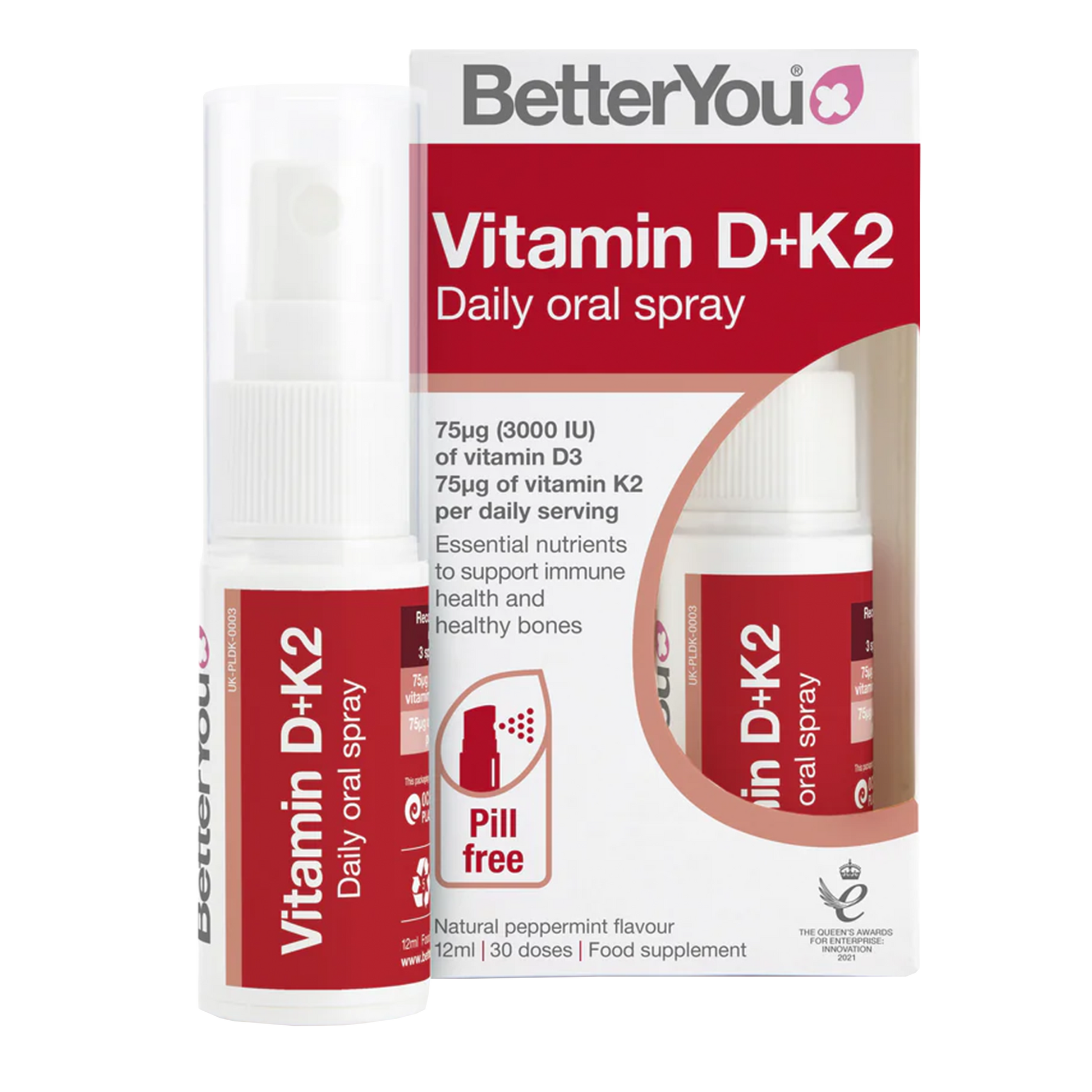 Better You Vitamin D3 + K2 Oral Spray 3000IU/75µg 12ml