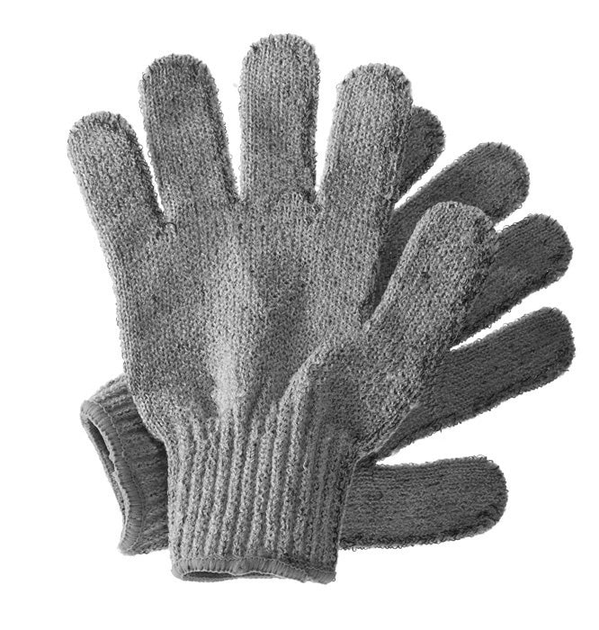 Hydrea London - Natural Sea Sponge Bamboo Carbonised Exfoliating Shower Gloves