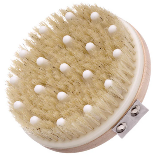 Hydrea London - Natural Sea Sponge - Combination Detox Massage Brush with Natural Bristles and Flexible Rubber Nodules