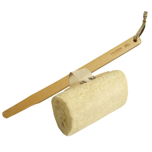 Hydrea London - Natural Sea Sponge - Organic Egyptian Loofah Brush with Detachable Handle