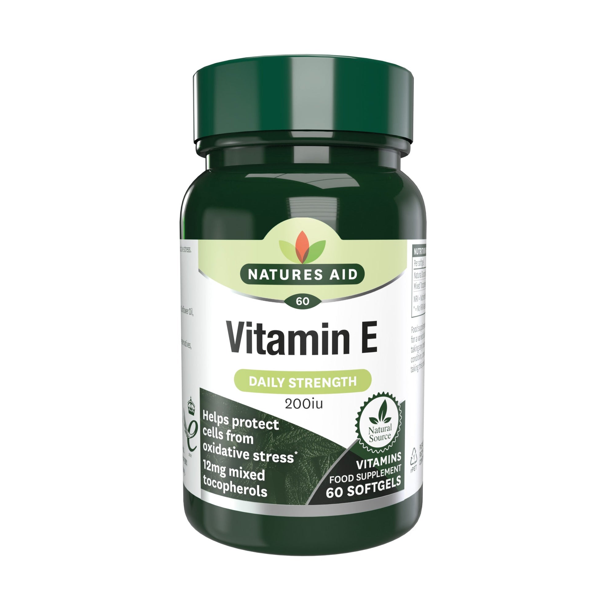 Natures Aid Vitamin E 200iu Natural Form 60softgels