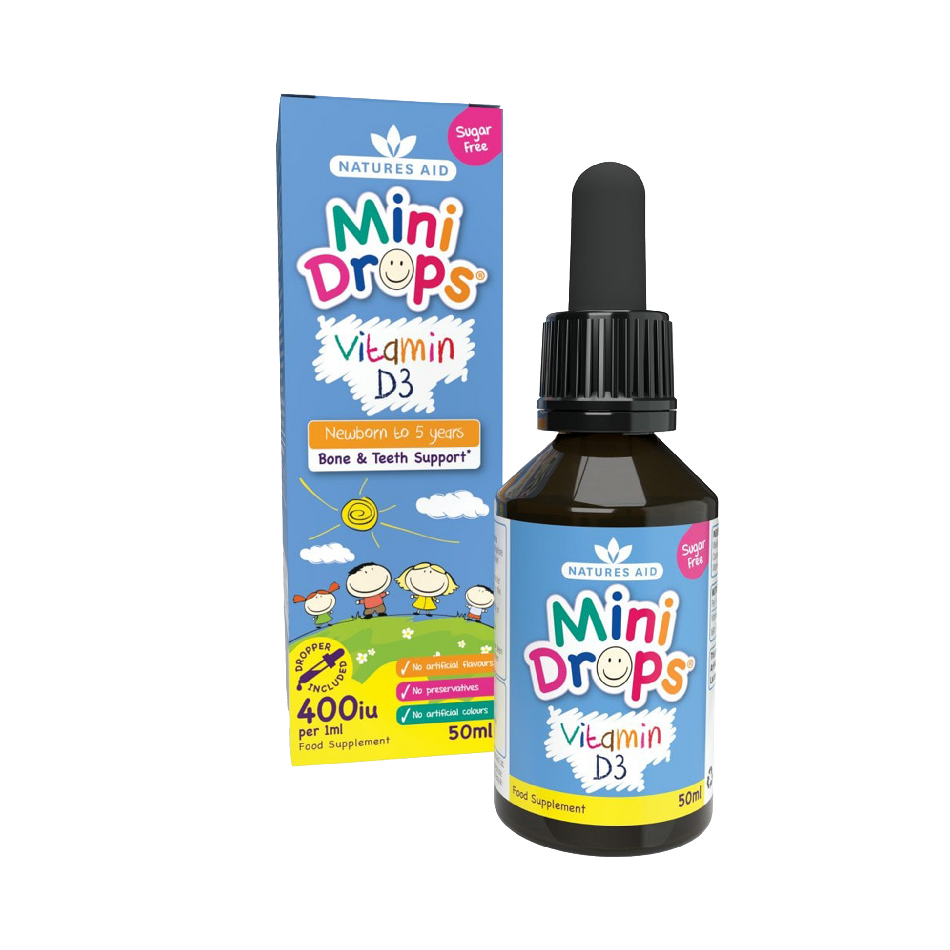 Natures Aid Vitamin D3 400iu Mini Drops for infants & children 50ml