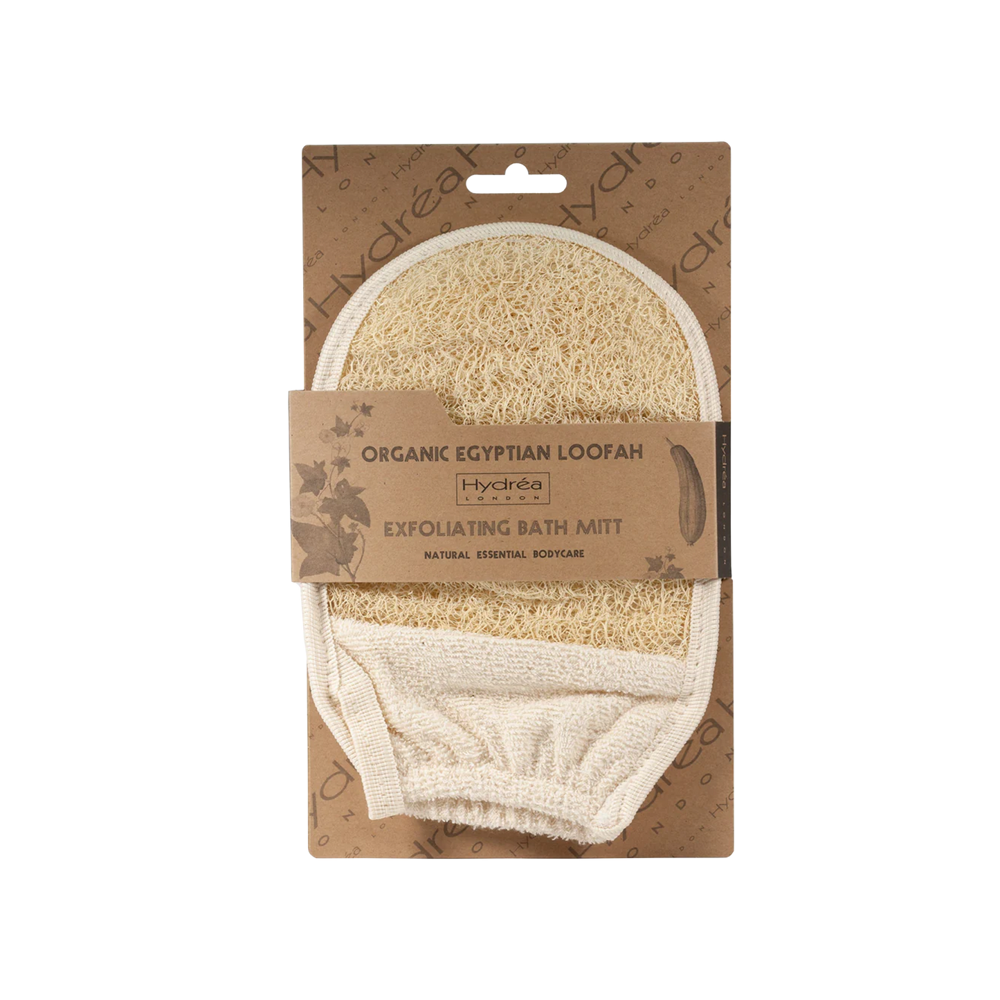 Hydrea London - Natural Sea Sponge Organic Egyptian Loofah Pad Glove